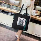 Cat Cartoon Shoulder Handbag Top-handle Bag Women Oxford Handbags