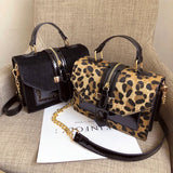 Leopard Print Shoulder Bag Chains Handbag Crossbody Bags for Women