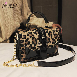 Leopard Print Shoulder Bag Chains Handbag Crossbody Bags for Women