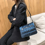 Winter Nylon Cotton Crossbody Shoulder Bag for Women