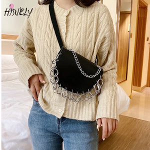 Women's Pu Leather Crossbody Bag - Semicircle Purse Shoulder Bag