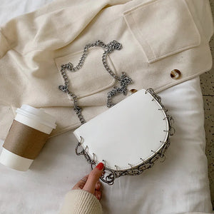Women's Pu Leather Crossbody Bag - Semicircle Purse Shoulder Bag