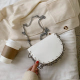 Women's Pu Leather Crossbody Bag - Semicircle Purse Shoulder Bag