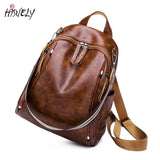 Bohemia Women Shoulder Bag PU Leather Travel Backpack High School Bag for Girl