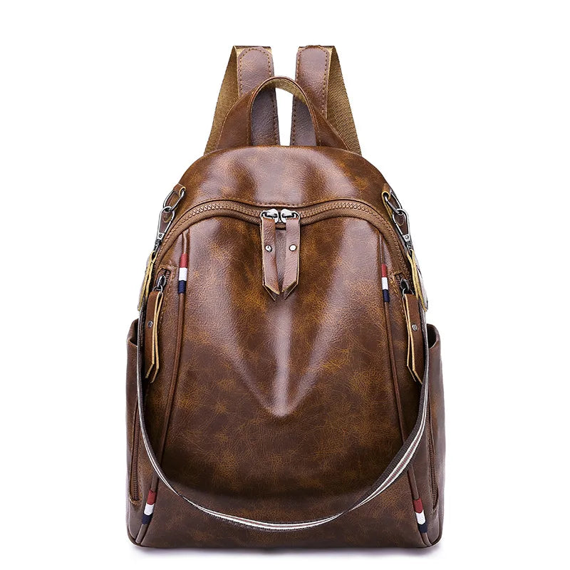 Bohemia Women Shoulder Bag PU Leather Travel Backpack High School Bag for Girl