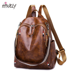 Bohemia Women Shoulder Bag PU Leather Travel Backpack High School Bag for Girl