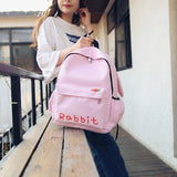 Canvas Backpack Cartoon Rabbit Ears Student Rucksack