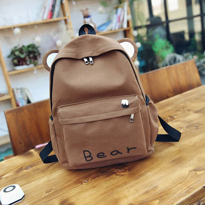 Canvas Backpack Cartoon Rabbit Ears Student Rucksack