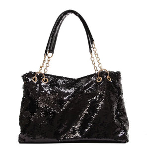 Sequins Women Tote Bag Female Shoulder Bag Large Capacity Bags Ladie Chain Bag