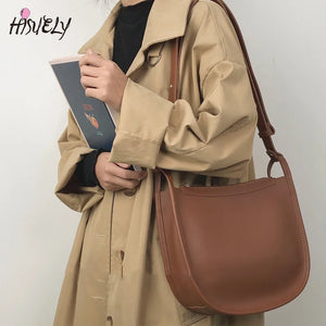 Solid Shoulder Handbags Female PU Leather Women Large Capacity Crossbody Bags