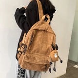 Women Corduroy Stripe Harajuku School Backpack Female Mochila