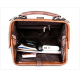 Vintage Leather Handbag Crossbody Tote Chain Rivets Doctor Bag