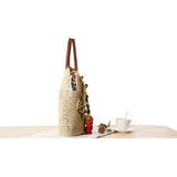 Straw Weaving Beach Bag Flower Handbag Summer Tote