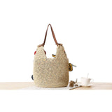 Straw Weaving Beach Bag Flower Handbag Summer Tote