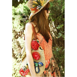 Straw Weaving Beach Bag Flower Handbag Summer Tote