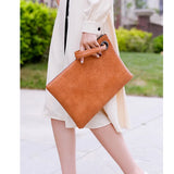 Leather Envelope Clutch Bag Zipper Evening Bag Women's Handbag
