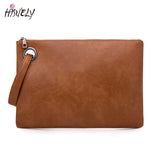 Leather Envelope Clutch Bag Zipper Evening Bag Women's Handbag