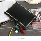 Women Clutch Handbag PU Leather Clutch Bag Rivets Retro Lady Envelop Bag