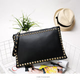 Women Clutch Handbag PU Leather Clutch Bag Rivets Retro Lady Envelop Bag