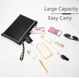 Women Clutch Handbag PU Leather Clutch Bag Rivets Retro Lady Envelop Bag