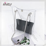 Hot Transparent Plastic Handbag Beach Shoulder Bag Women Tote Jelly PVC