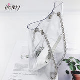 Hot Transparent Plastic Handbag Beach Shoulder Bag Women Tote Jelly PVC