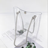 Hot Transparent Plastic Handbag Beach Shoulder Bag Women Tote Jelly PVC