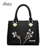 Embroidered Flower PU Leather Handbag Crossbody Bag