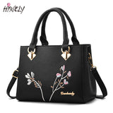 Embroidered Flower PU Leather Handbag Crossbody Bag