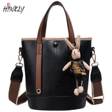 Hot Women PU Leather Handbags Green Bucket Vintage Shoulder Bags Messenger Bag
