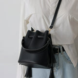 Stylish Tassel Bucket Shoulder Bag Women Messenger Bag