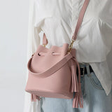 Stylish Tassel Bucket Shoulder Bag Women Messenger Bag