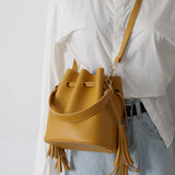Stylish Tassel Bucket Shoulder Bag Women Messenger Bag