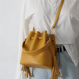 Stylish Tassel Bucket Shoulder Bag Women Messenger Bag