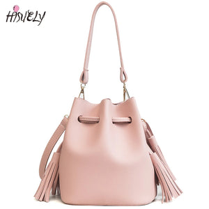 Stylish Tassel Bucket Shoulder Bag Women Messenger Bag