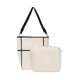 Panelled Canvas Shoulder Bag Large Capacity Handbag