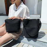 Panelled Canvas Shoulder Bag Large Capacity Handbag