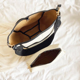 Panelled Canvas Shoulder Bag Large Capacity Handbag