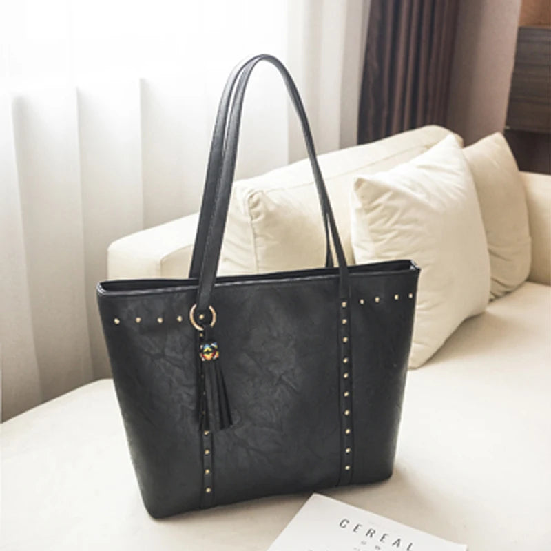 Women PU Leather Handbags Shoulder Bags Tote Rivet Casual Messenger Bags