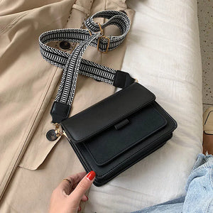 French Vintage Women Shoulder Bag Flap Panelled Small Girl Bag