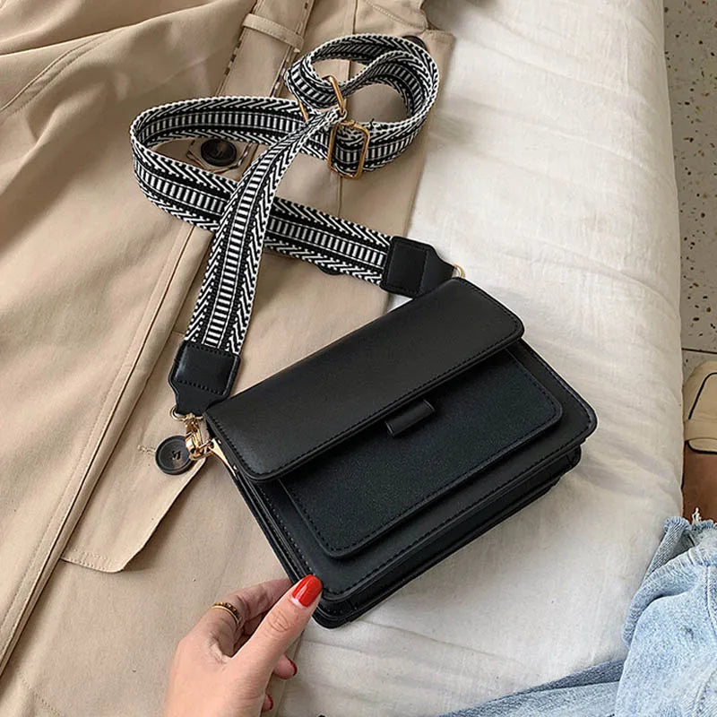 French Vintage Women Shoulder Bag Flap Panelled Small Girl Bag