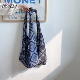 One Shoulder Messenger Handbag Tote Bag Canvas Retro Print Travel Bag