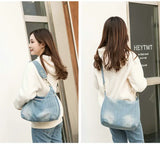 Washed Denim Women Shoulder Bag Casual Vintage Jeans High Big Crossbody Bag