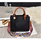 Vintage Shoulder Bags Tassel Travel Tote with Beads Women PU Leather Handba