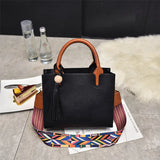 Vintage Shoulder Bags Tassel Travel Tote with Beads Women PU Leather Handba