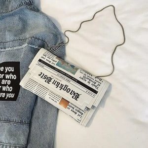 Newspapers Clutch Bag Envelope Shoulder Purse