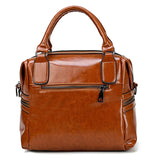 Oil Wax Leather Rivet Boston Bag Crossbody Tote Handbag