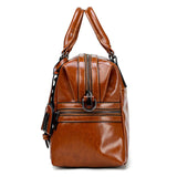 Oil Wax Leather Rivet Boston Bag Crossbody Tote Handbag