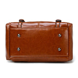 Oil Wax Leather Rivet Boston Bag Crossbody Tote Handbag