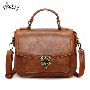 Retro Women Shoulder Bag PU Leather Small Handbags Lock Ladies Crossbody